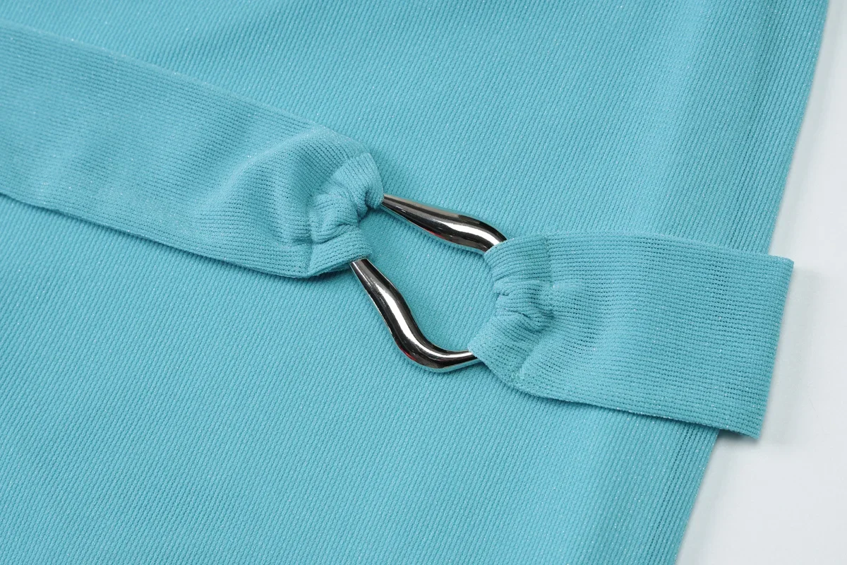 Mini robe moulante à paillettes avec boucle en métal pour femmes, Sexy, sans manches, à lacets, col licou, dos nu, Slim, fête, Clubwear, Streetwear décontracté