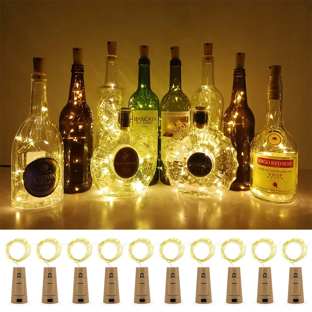 

Wine Bottle Lights with Cork Christmas Lights 10 Pack 20 LED Mini Fairy Lights for Liquor Bottles Party Bar Wedding