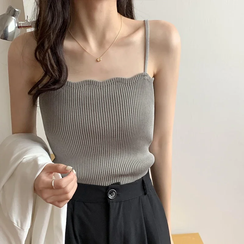 Koreanisches Einfaches Inneres Schichtungs-Tanktop, Lässiges Alltags-Top, Retro Koreanischer Stil, Gestricktes Damen-Camisole, Sommer 2026 Ärmelloses Slim-Fit-Oberteil – Detail 33