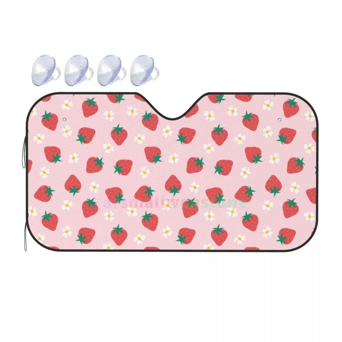 

Strawberry Car Reflective Sun Blocker Fits Small Sedans, Mini SUVs Standard Sunshade Car Accessories