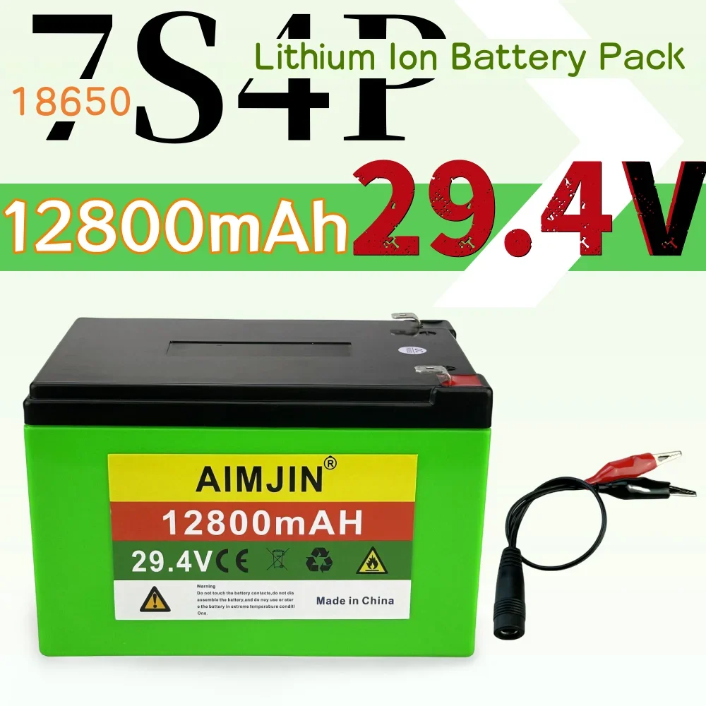 18650 7S4P Lithium-Ion Battery Pack 29.4V 12800mAh High-power Battery Built in BMS For Power Supply Needs Of Various Devices