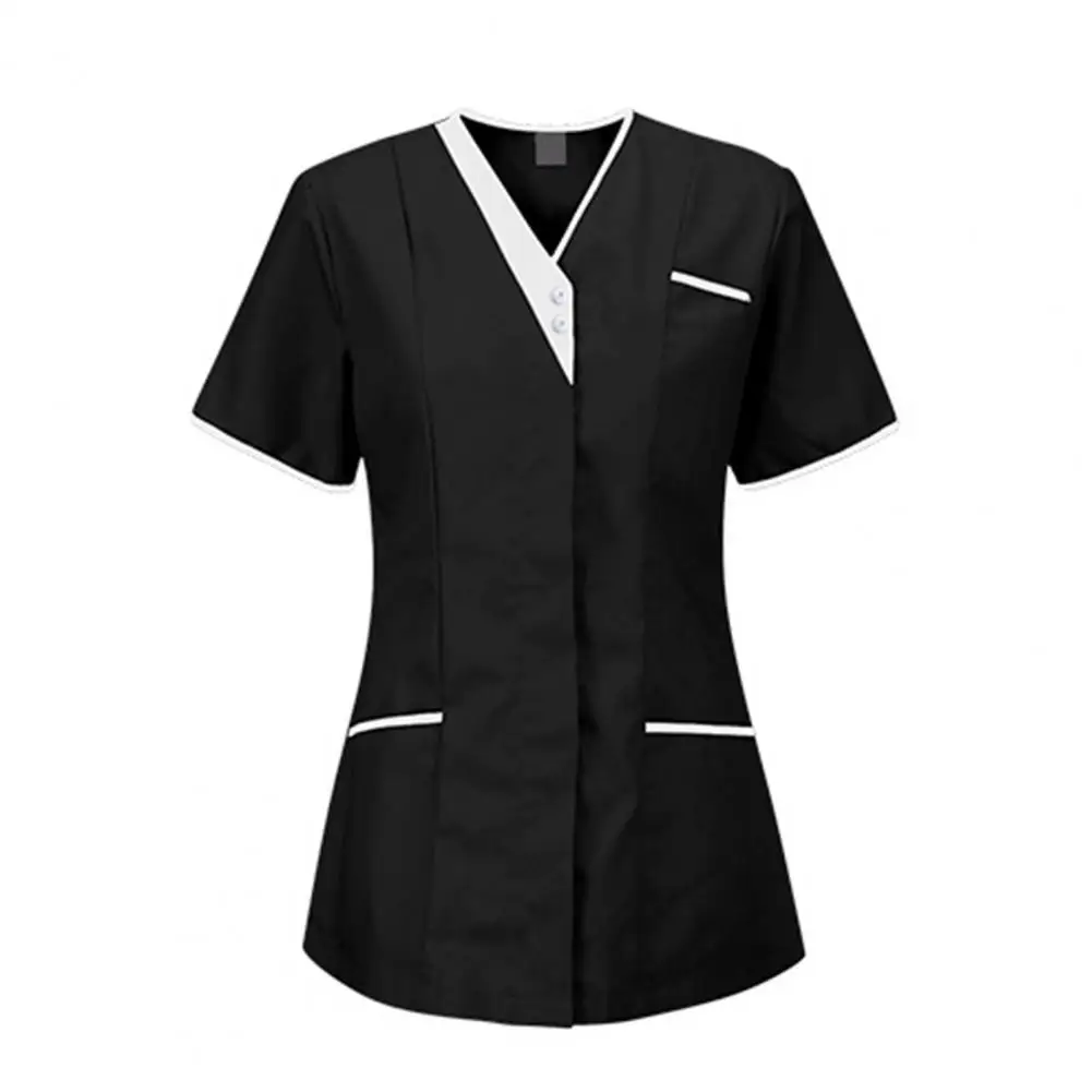 Verpleegkundige Uniform Scrubs Tops Vrouwen V-Hals Zakken Korte Mouw Pullover Uniformen Medische Verpleegkundige Werkkleding Werknemers