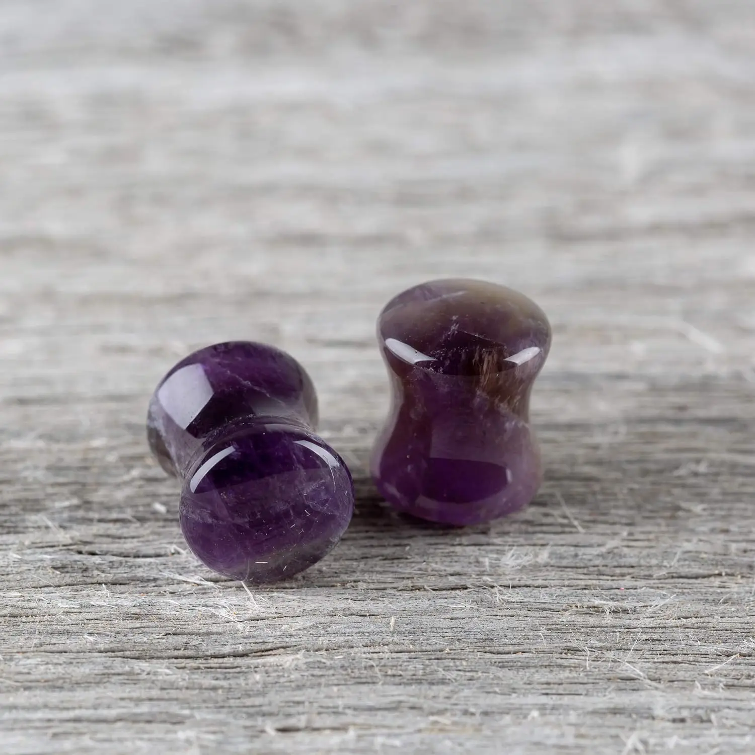 2 Pc High-quality Natural Stone Crystal Stone Plugs | Double Flared Saddle Gauges for Ear Stretching | Amethyst Unique 2G-5/8