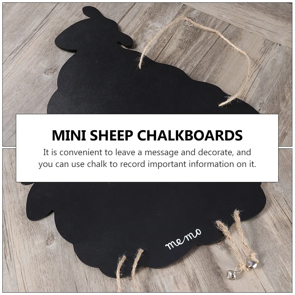 2Pcs Lovely Sheep Shaped Mini Blackboard Hanging Memo Board Wooden Chalkboard for Wedding Signs Garden Plant Decoration Message