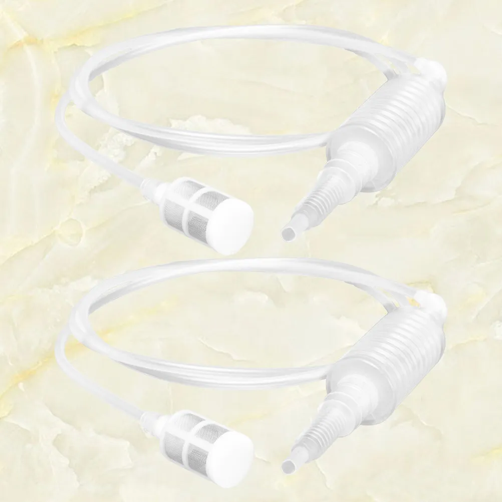 2Pcs Oil Pump Hand Siphon Pump Anti-Blocking Filter Tube Transparent for Oil Water Transfer Lightweight Portable Sucker