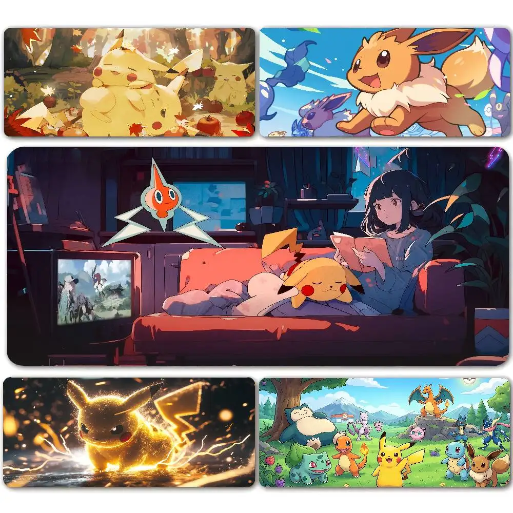 Pokemon Rayquaza Gaming Mouse Pad Large Desk Mat 2MM Stitched Edge Keyboard Pad Non Slip Rubber Base Office Table Mat