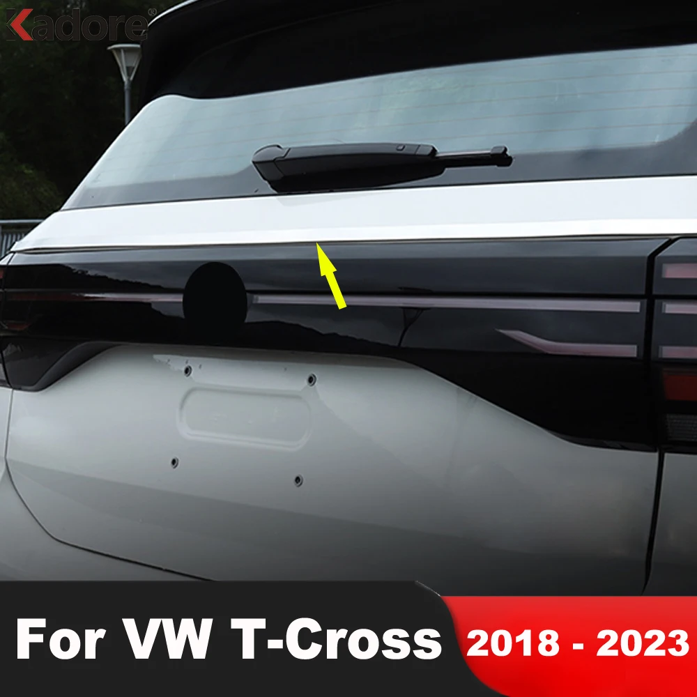 For Volkswagen VW T-cross Tcross 2018 2019 2020 2021 2022 2023 Steel Car Rear Trunk Cover Trim Tailgate Garnish Molding Strip