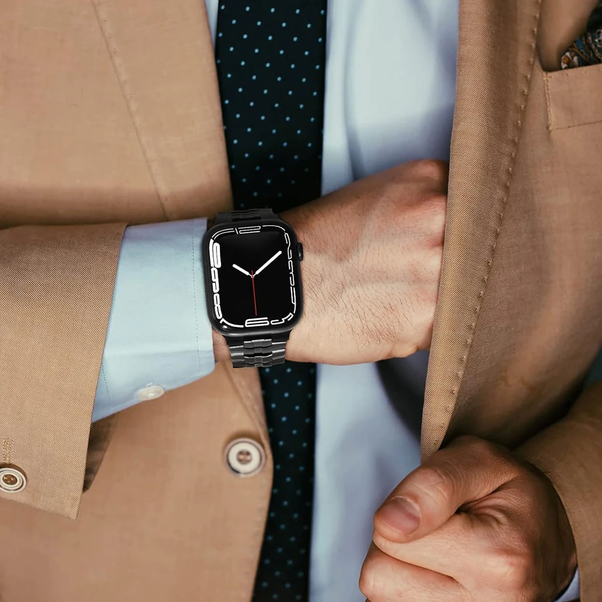 Pulseira de aço inoxidável para apple watch 10 9 8 7 6 5 se iwatch pulseira ultra 2 49mm 46mm 45mm 44mm 42mm 41mm 40mm pulseira de ligação de metal