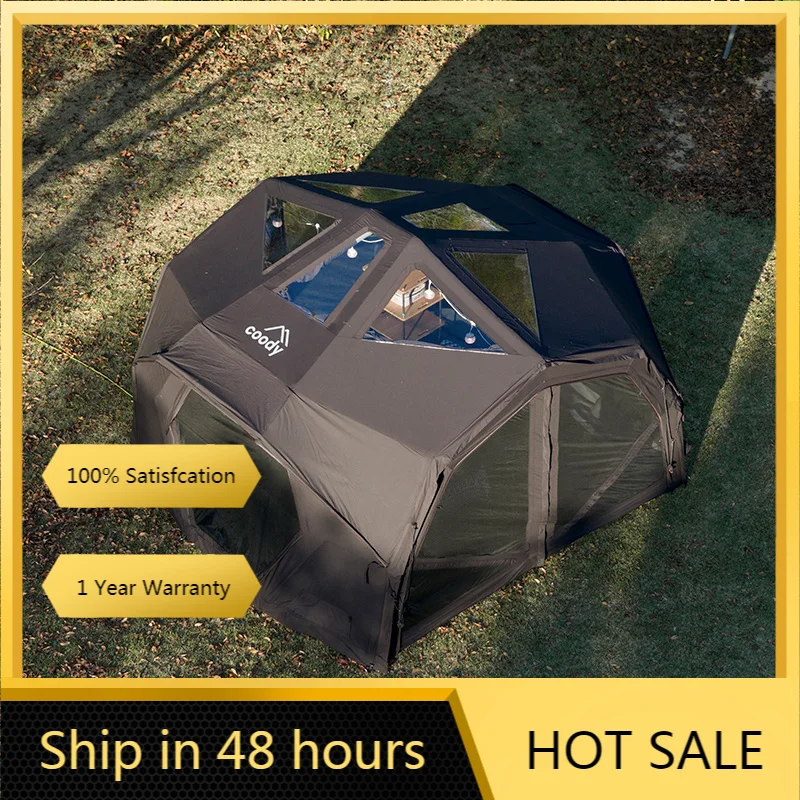 Coody Hubshelter Pro Black Cotton Inflatable Camping Tent, Factory Direct Windproof Outdoor Tent