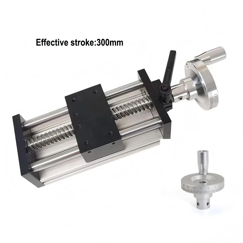 300MM stroke ball screw linear guide slide motion module with manual crank cross lift