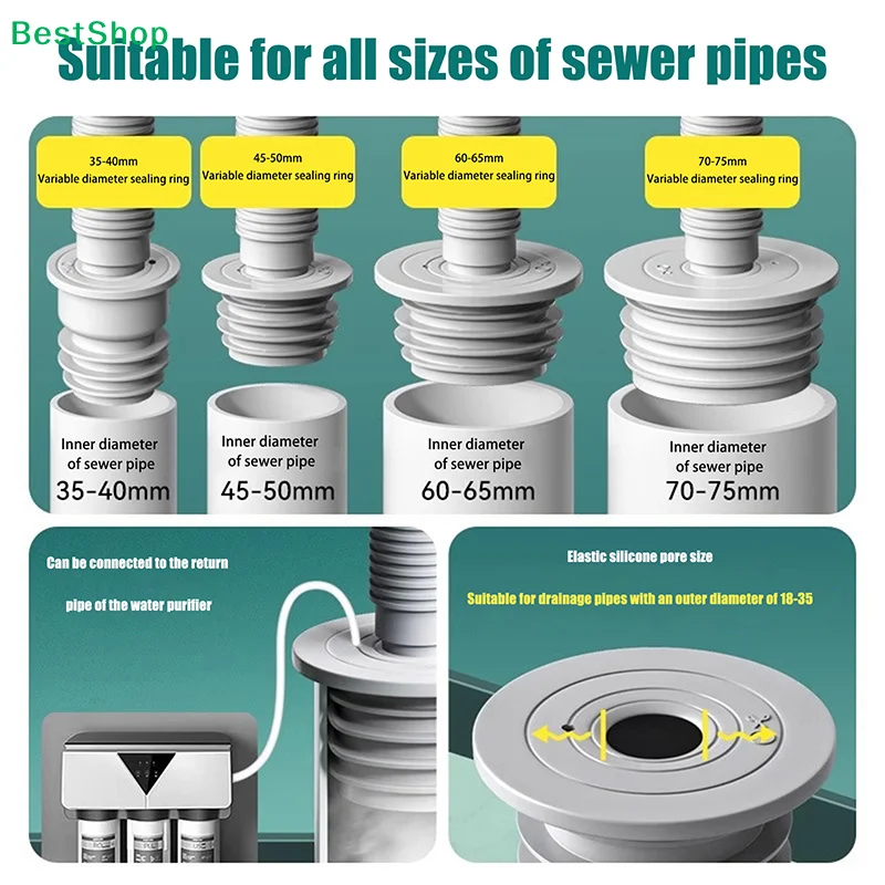 Drain Pipe Anti-odor Seal Plugging Cover Wash Basin Floor Drain Deodorization Silicone Core Downpipe Anti- Durable