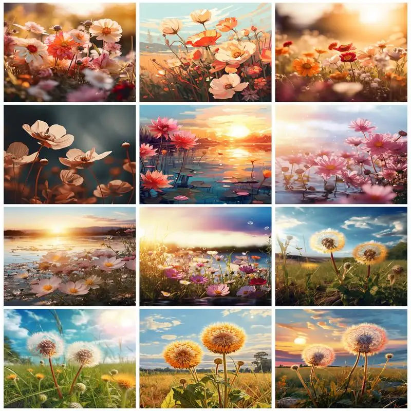 RUOPOTY paint by numbers Plant Flowers Paint Kit For Adults Framed Wall Art Modern Decoration Home