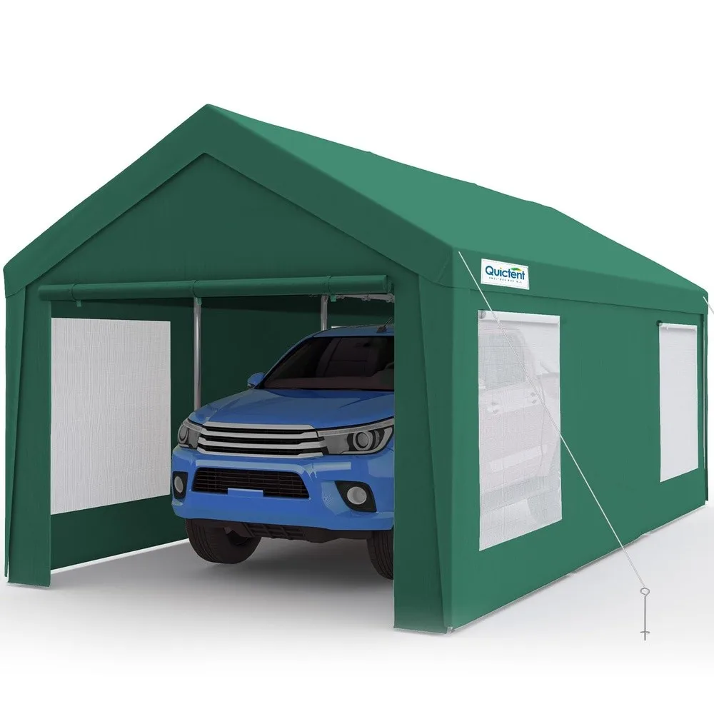 12x20 ft Heavy Duty Carport with Sidewalls Reinforced Outdoor Garage Canopy Tent with Roll up Ventilated Windows