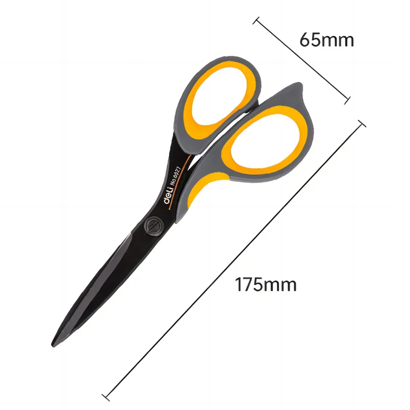 Deli-Stainless Steel Anti-Stick Scissors, Alloy Stationery, School Supplies, Office, Student, DIY, Hand Craft, 175mm