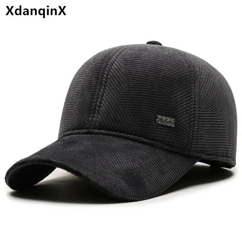 

New Winter Plush Thickened Baseball Caps For Men Coldproof Warm Earmuff Hats Golf Cap Male Bone Cycling Sports Cap Free Shipping