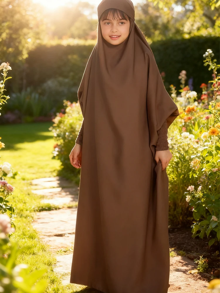 

Eid Hooded Abaya Muslim Kids Girls Prayer Garment Hijab Dress Arabic Robe Kaftan Khimar Abayas Ramadan Islam Jalabiya Djellaba