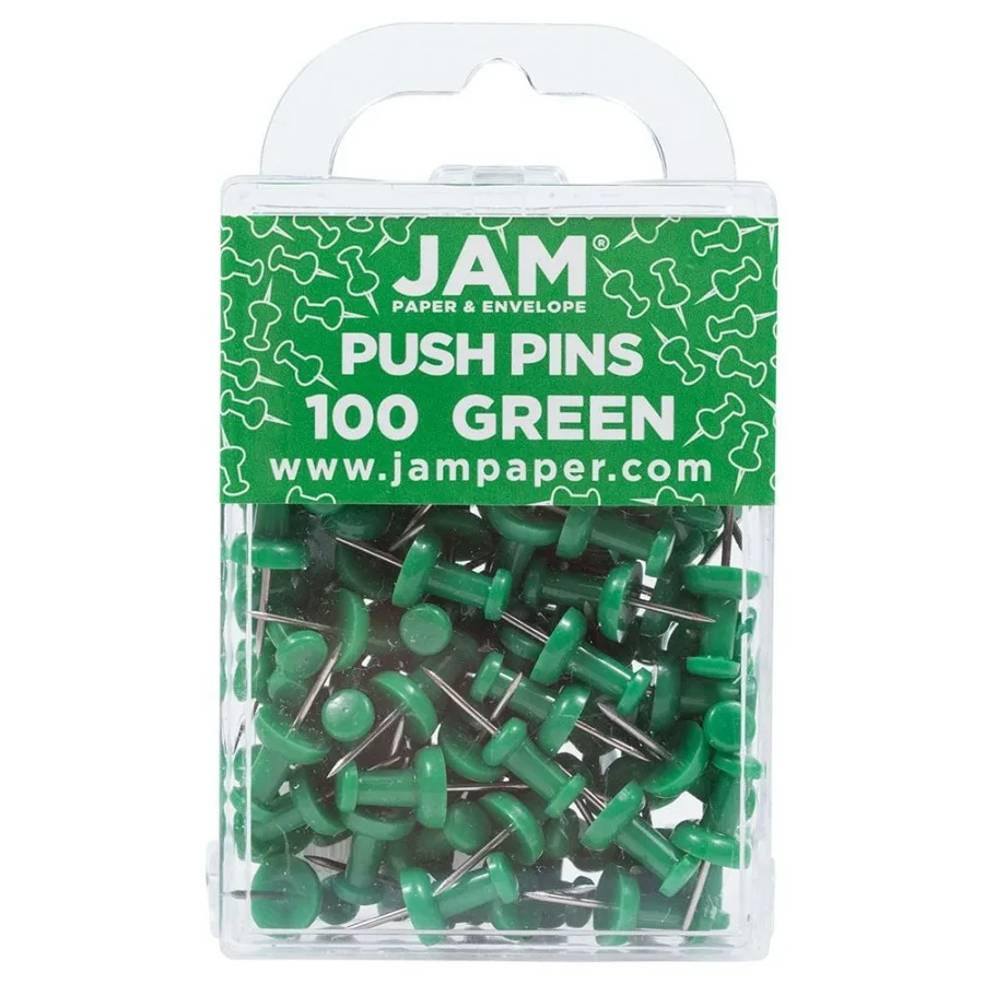 Green Push Pins for Office and Home Organization 2 Packs of 100 Strong and Reliable Pins Ideal for Bulletin Boards Note Display