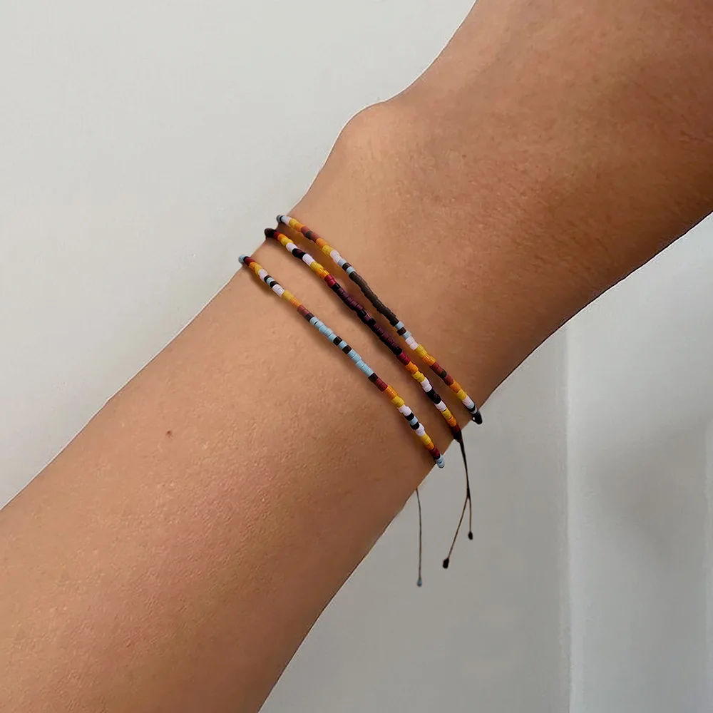 Rice bead bracelet Rainbow Creativity Gradient color Bohemia Adjustable Hand weaving Female Fashion Simplicity Beaded bracelet