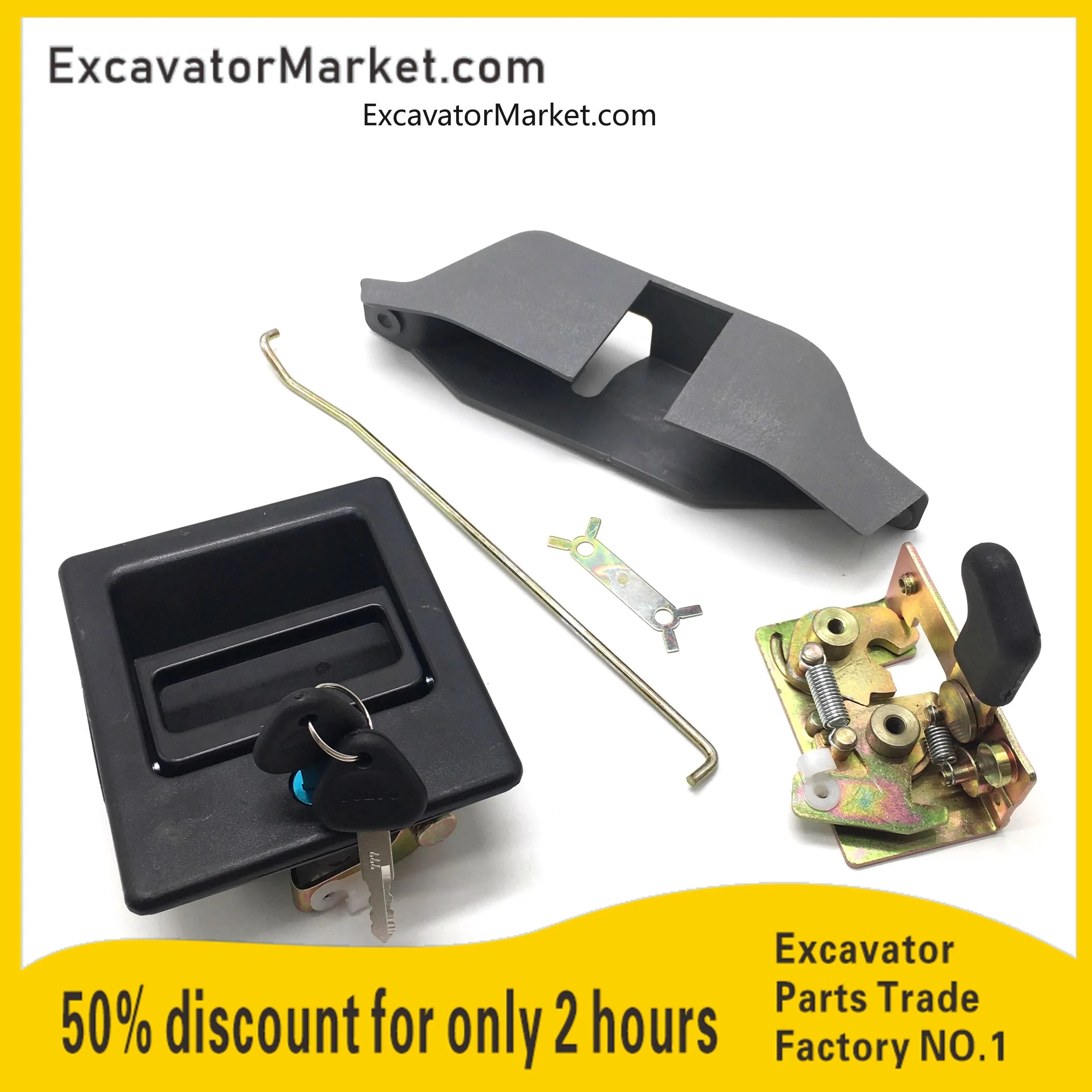 

Excavator Parts For EC210B EC240B EC290B EC360 XG225 Binternal and external handle cab door lock assembly Excavator Accessories