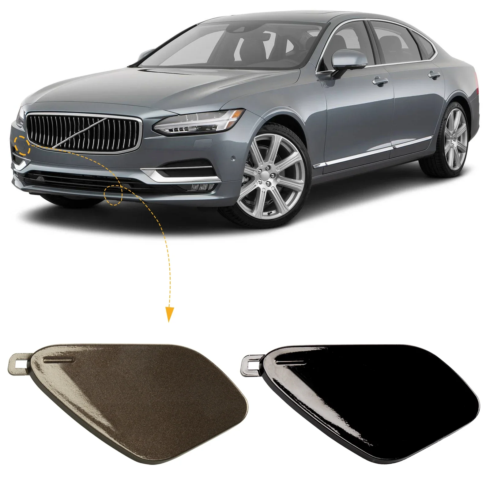 

Front Bumper Tow Hook Cap Towing Eye Cover For VOLVO S90 V90 2017-2019 39839818 31333227 Right Passenger Side