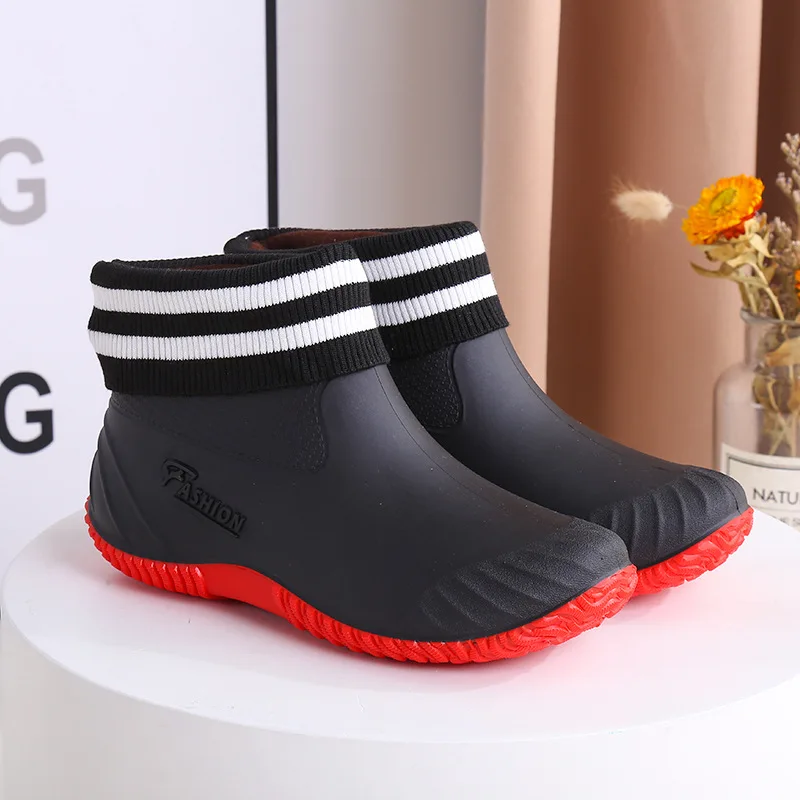 COZOK New Women's Waterproof Rain Boots Outdoor Non-Slip Casual PVC Women's Rain Boots Fashion All-match Warm Rubber Boots 36-40