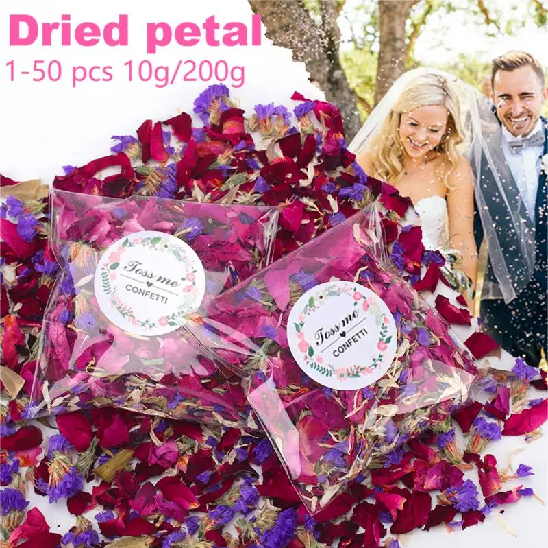 1-50Pack Wedding confetti Rose 100% Natural Dried Flower Biodegradable Pop Wedding DIY Aromatherapy Party Decoration Rose Petals