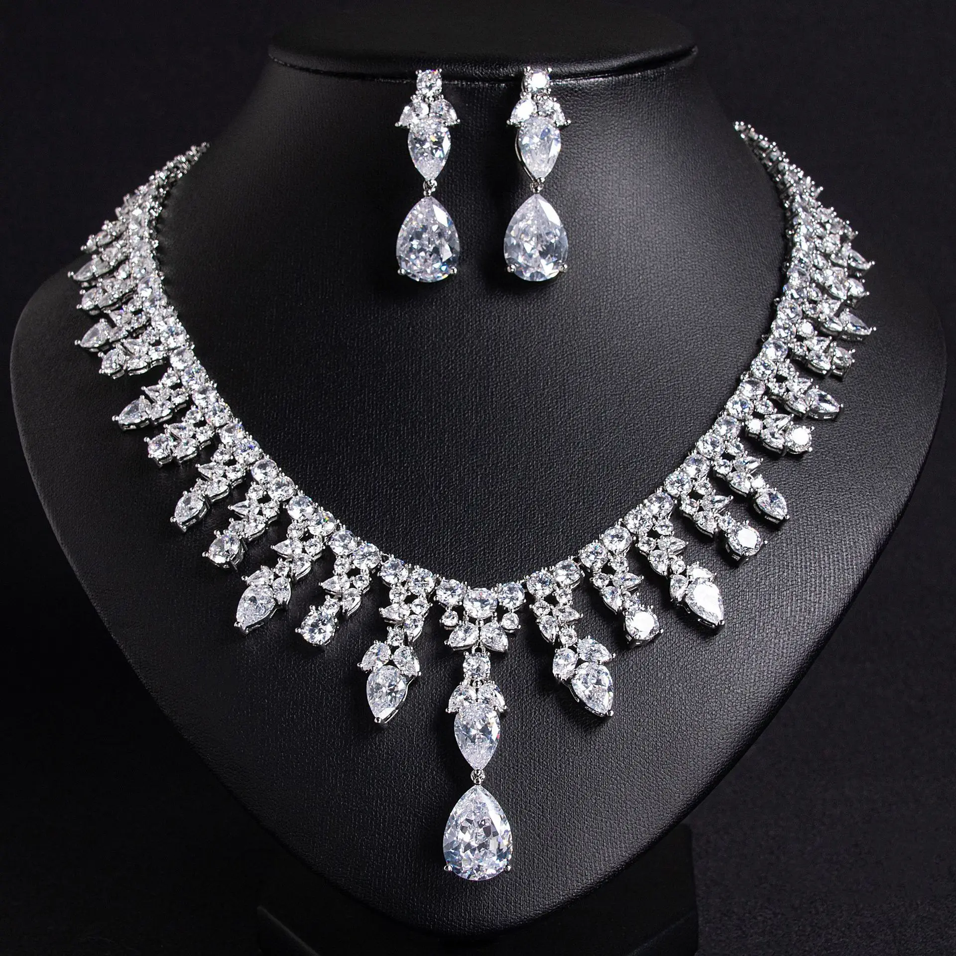 Arabia Saudita popping glitter nappe collana orecchini pendente donne abito da sposa gioielli set accessori festa di nozze M-252