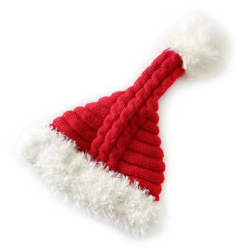 

2025 Детская рождественская шапка Санта-Клауса с тремя витыми косами на подкладке, красная вязаная детская шапка, теплая зимняя праздничная праздничная шапка для девочек и мальчиков