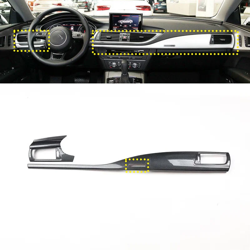 LHD RHD Für Audi A7 4G8 2009-2018 ABS Carbonfaser Auto Armaturenbrett Lüftungsgitter Mittelkonsole Luftauslass Innenausstattung Zubehör