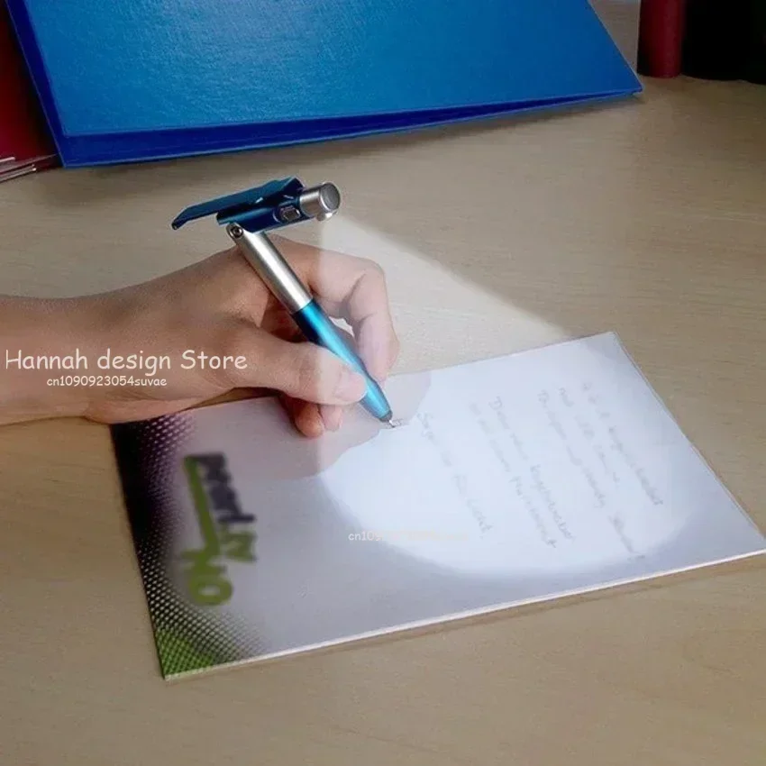 4 In 1 Multifunction Ballpoint Pen with LED Light Fold Phone Holder Night Read Writing Pencil Office School Student Stationery