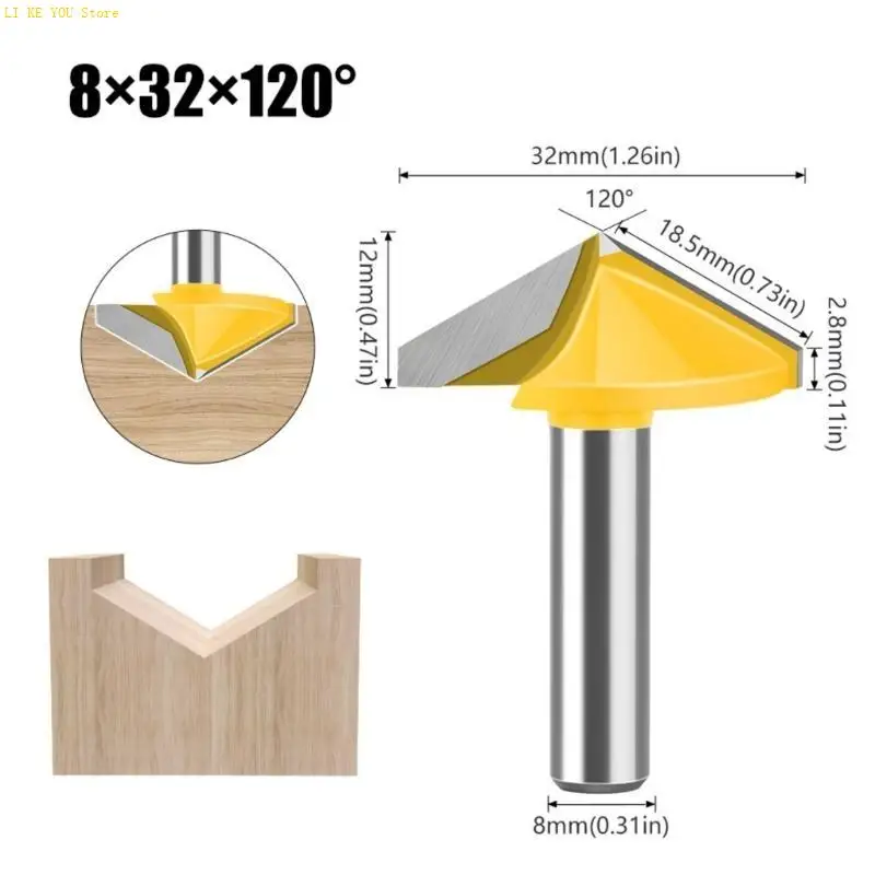 W3JE Efficiente stinco da 8 mm V -FLUTE in carburo End Mill Bit per progetti lavorazione del legno