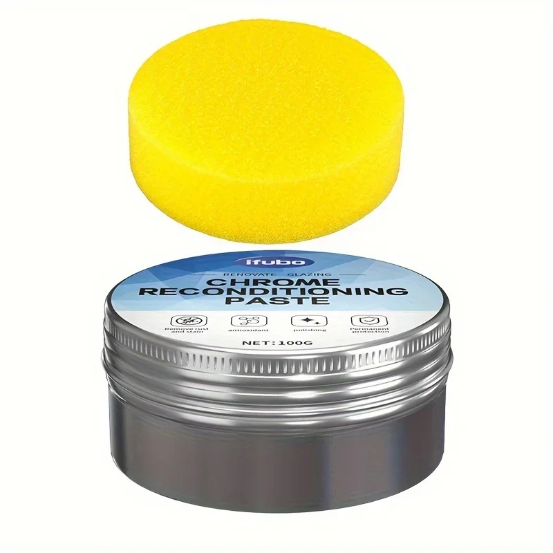 Restaurador de brillo cromado para ventanas de automóviles y superficies metálicas: pasta eliminadora de óxido y pulidora, elimina manchas y oxidación, restaura