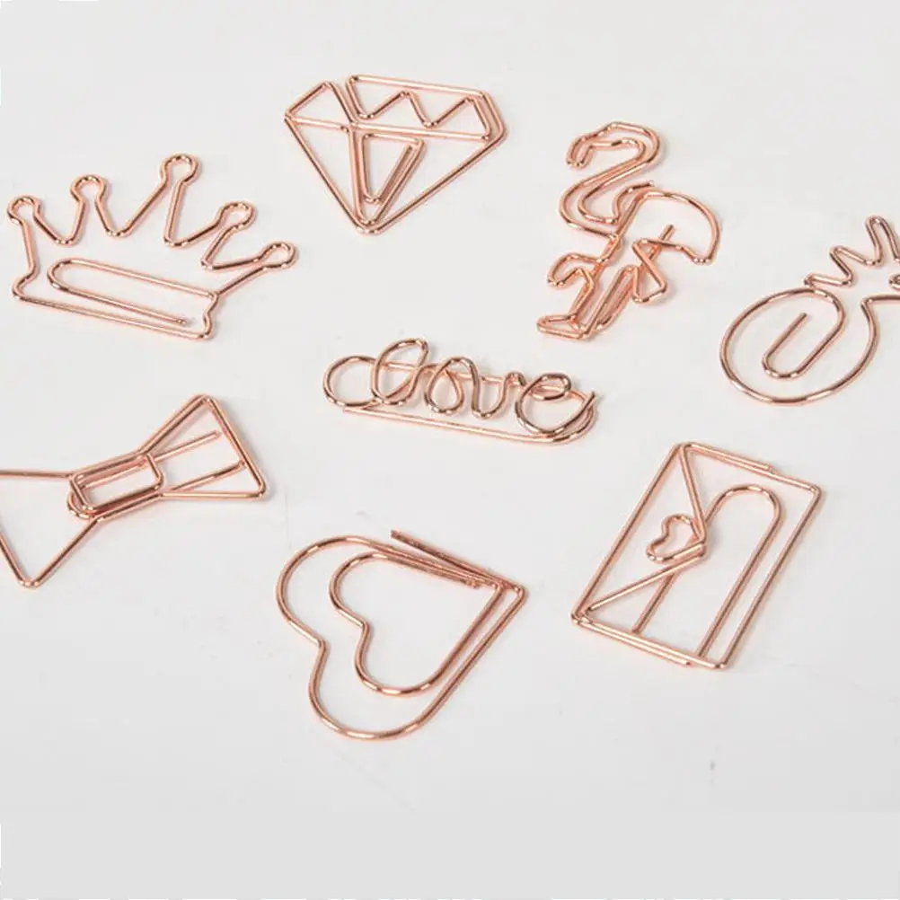 20 Pcs Office Accessories Stationery Store Metal Clips for Paper Cute Paperclip School Upside down Diary Decoration Motif