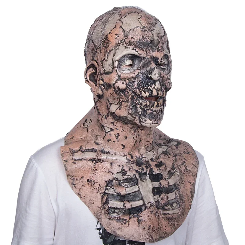 Cosl120 Scary Walking Dead Zombie-Maske, Latex, gruseliges Halloween-Kostüm, Horror, blutige Halloween-Requisiten für Erwachsene, Dekoration