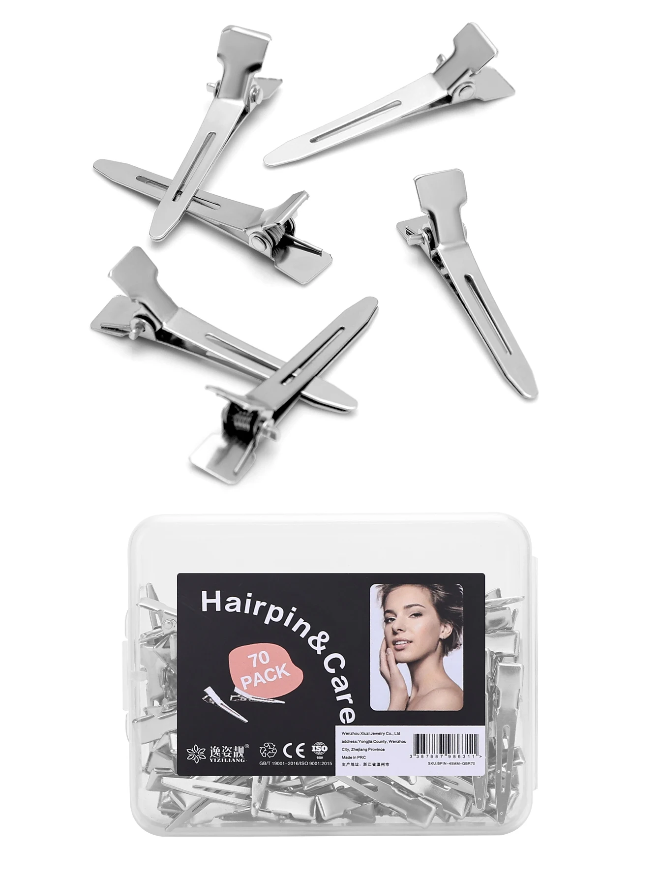 

70pcs Metallic Silver Hair Clip For Daily Wear Street Fixed Hair Pin Professional Ladies Salon Curl Hairclip