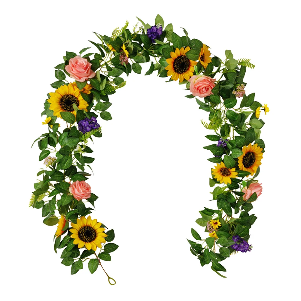 

1Pcs Artificial Sunflower Vine Wedding Party Rattan Hanging Rattan Decor Home Decoration Environmental Artificial Fake Vine