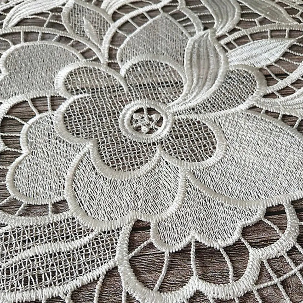 Round Delicate Table Decoration Embroidery Flower Cup Mat Lace Doily Placemat Pad Coaster