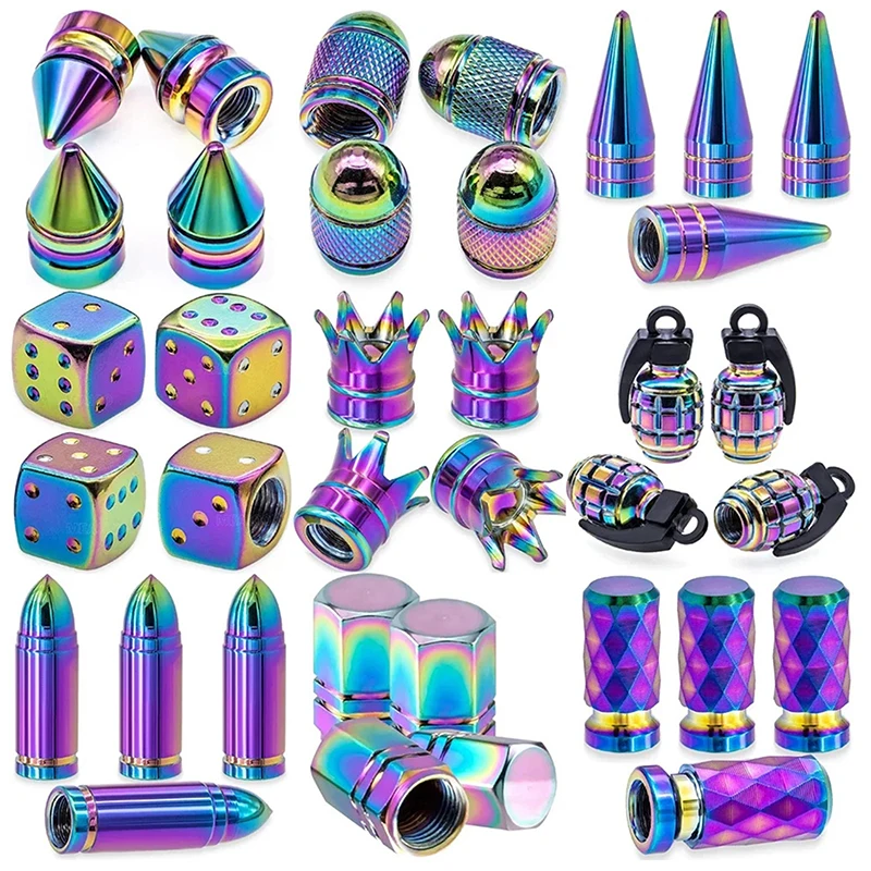 4/5PCS Tire Valve Stem Caps Anodized Aluminum Wheel Valve Covers Accessories Universal Cars SUVs Bikes Trucks And Motorcycles·