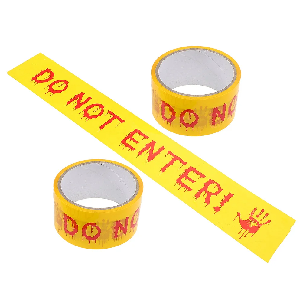 2 Rolls Halloween Warning Tape Yellow Caution Tape Scary Messages for Haunted House Halloween Party DIY Indoor Outdoor