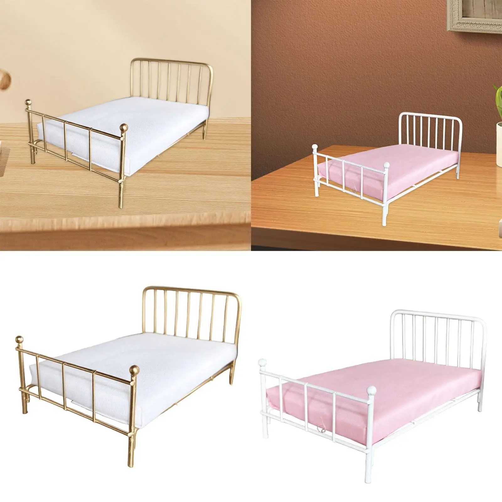 1/12 스케일 인형의 집 침대 인형의 집 장식 DIY 공예 소박한 장식