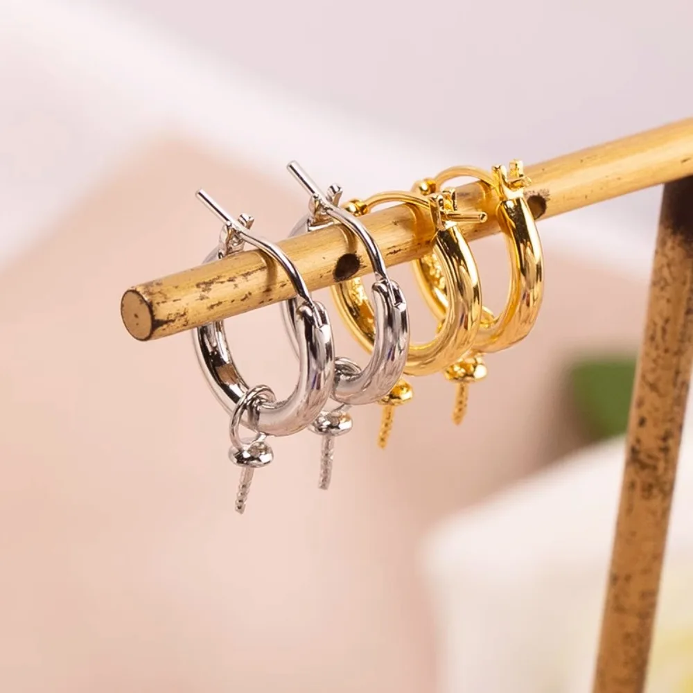 

6PCS S925 Sterling Silver Needle 18K Gold Wrapped Plated Brass Earring Settings Diy Jewelry Pearl Earrings Accessories