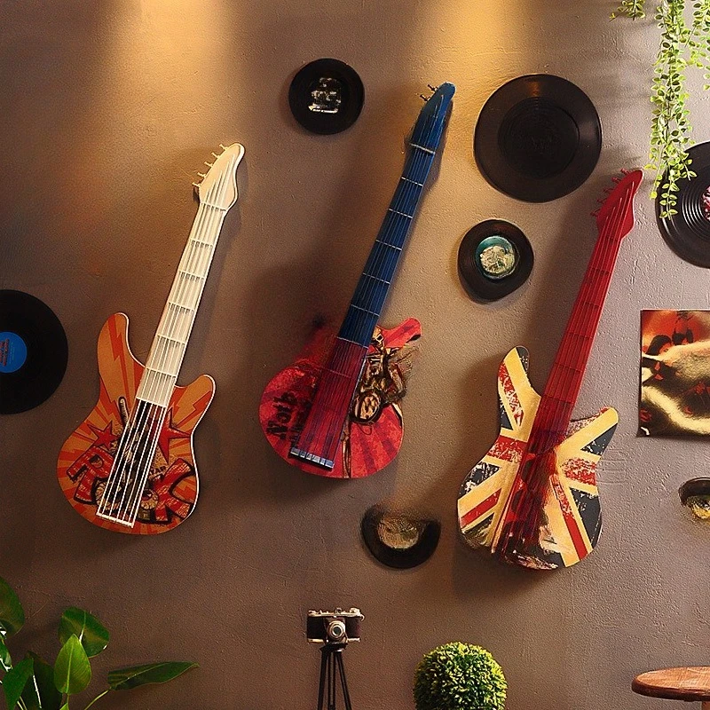 

Wall decoration wall hanging wooden vintage wall decoration creative board painting guitar decoration