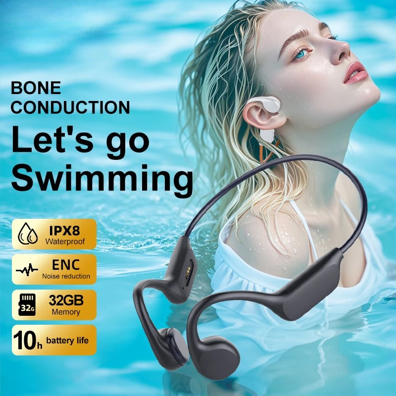 For X7S Bone Conduction Bluetooth Headphones with Long Battery Life for Music Sports Running and Swimming