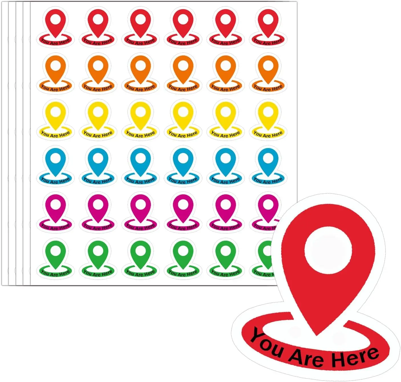 360 pegatinas de puntero de mapa "You Are Here" | Etiquetas impermeables de 0,5 × 0,5 pulgadas para marcar mapas de viaje, campamentos y manualidades DIY