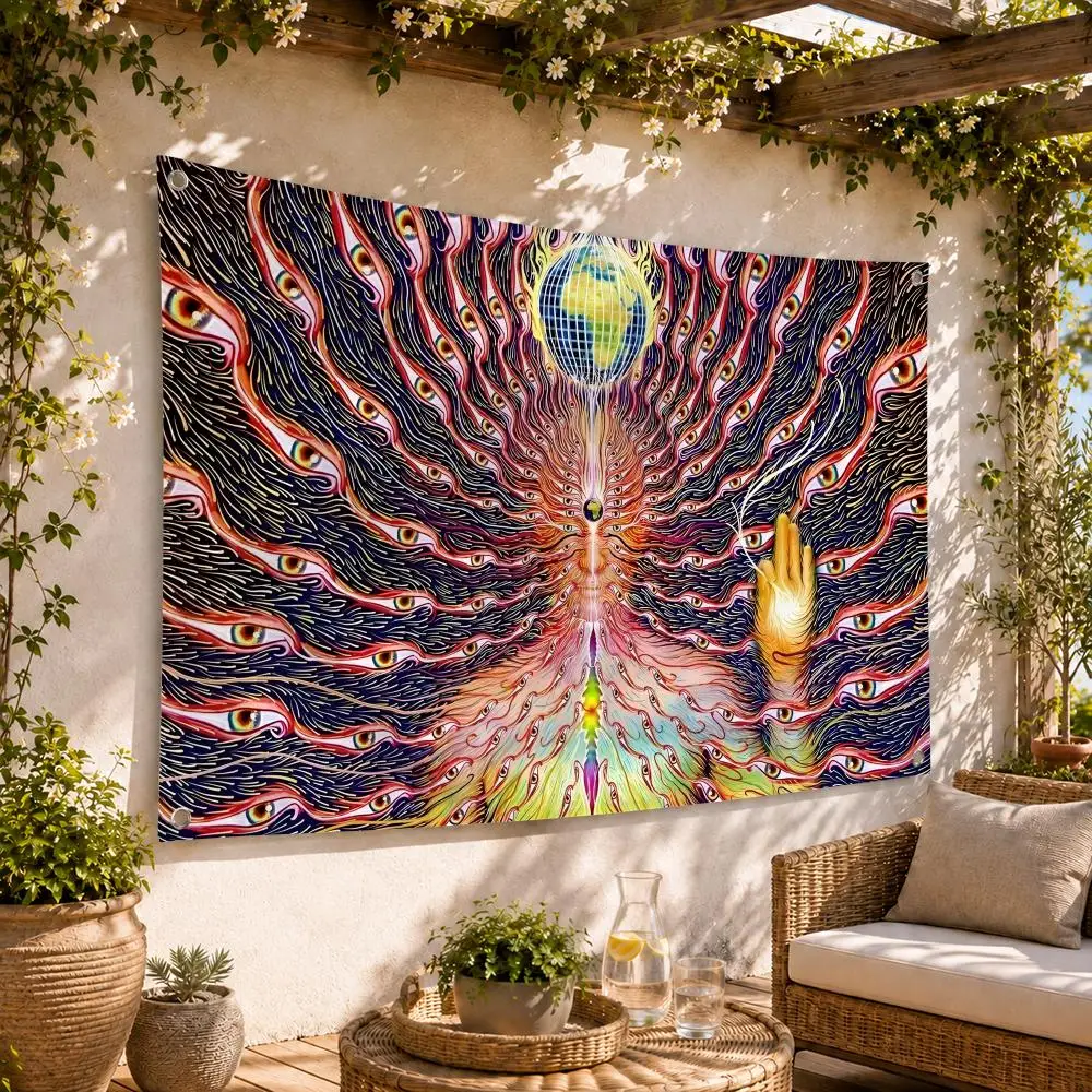 Alex Grey Art Trippy Flags Flag Soft skin-friendly Durable Tapestry Outdoor party Home living room bedroom Decoration
