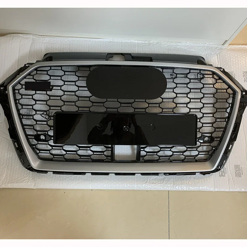 Car Front Bumper Grill Center Grille with ACC Hole Carbon Style for Audi A3/S3 8V 2017 2018 2019 (Refit for RS3 Style) view 3
