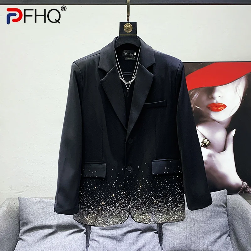 

PFHQ Men's Coat Gradient Long Sleeve Causal Blazers For Men Notched Loose Single Breasted 2024 Autumn New Tide 21F3420