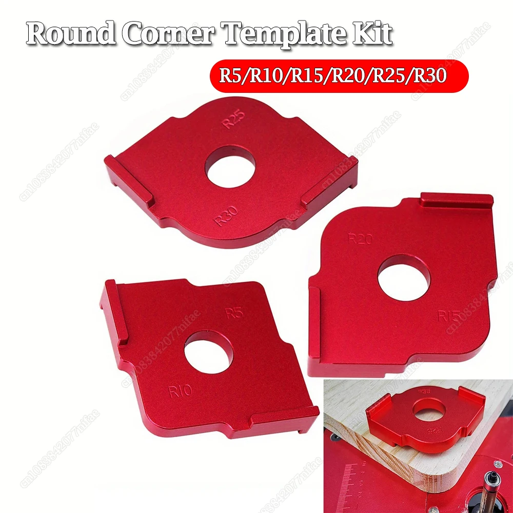 

3Pcs Woodworking Trimming Radius Jig Router Templates Aluminium Alloy Radius Round Corner Template Kit R5/R10/R15/R20/R25/R30