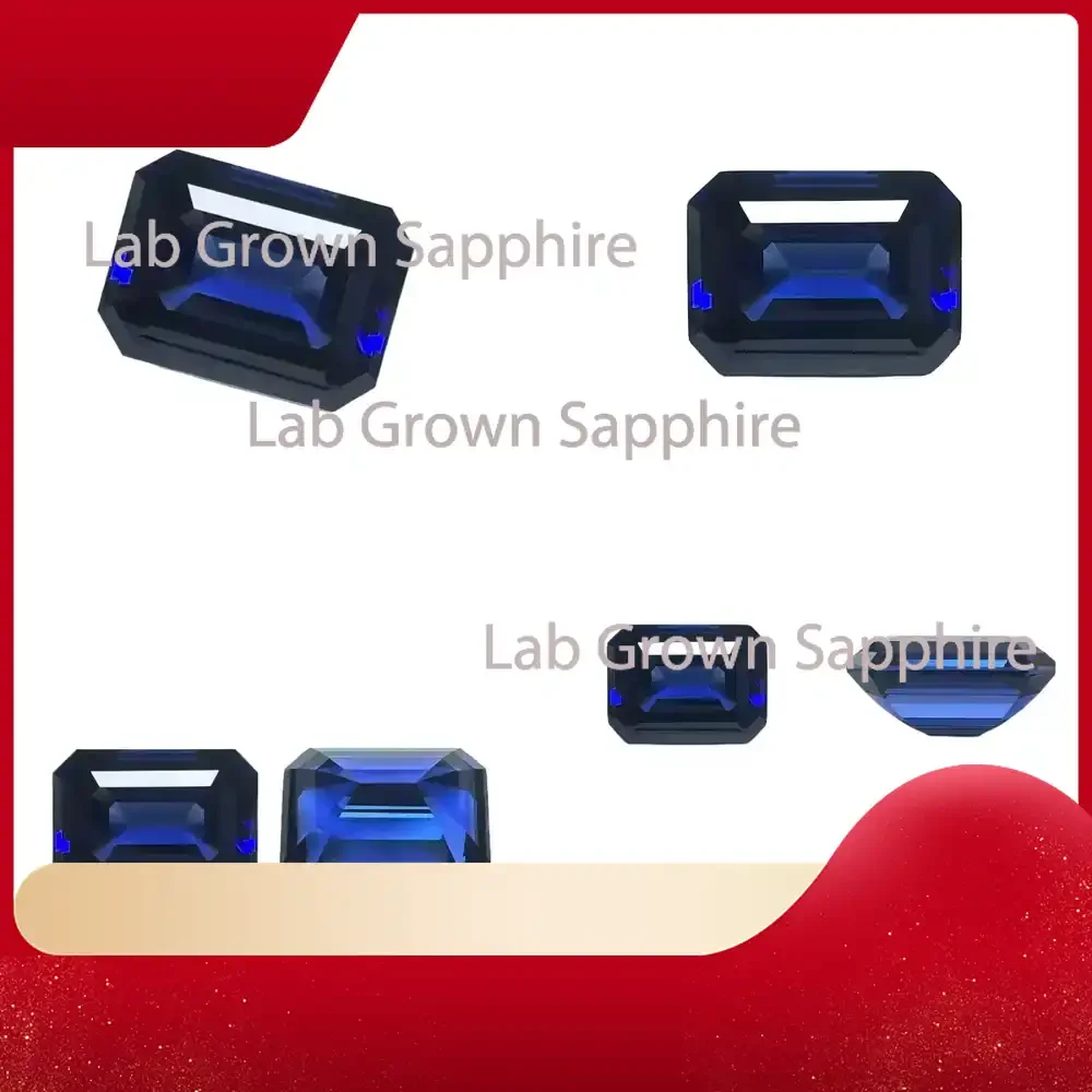 

Лабораторно выращенный сапфир королевского синего цвета, огранка изумруд, свободный камень для изготовления колец, ожерелий, ювелирных изделий своими руками, сертифицированный лабораторный сапфир