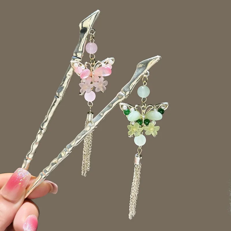 Elegant Chinese Style Sword Hair Fork Tassel Hair Stick Buns Design Hairstyle Hair Accessories Women Jewelry Hairpin Hairneedle